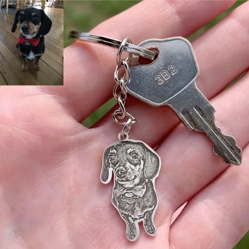 Personalized Photo Engraved Pet Keychain