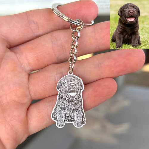 Personalized Photo Engraved Pet Keychain